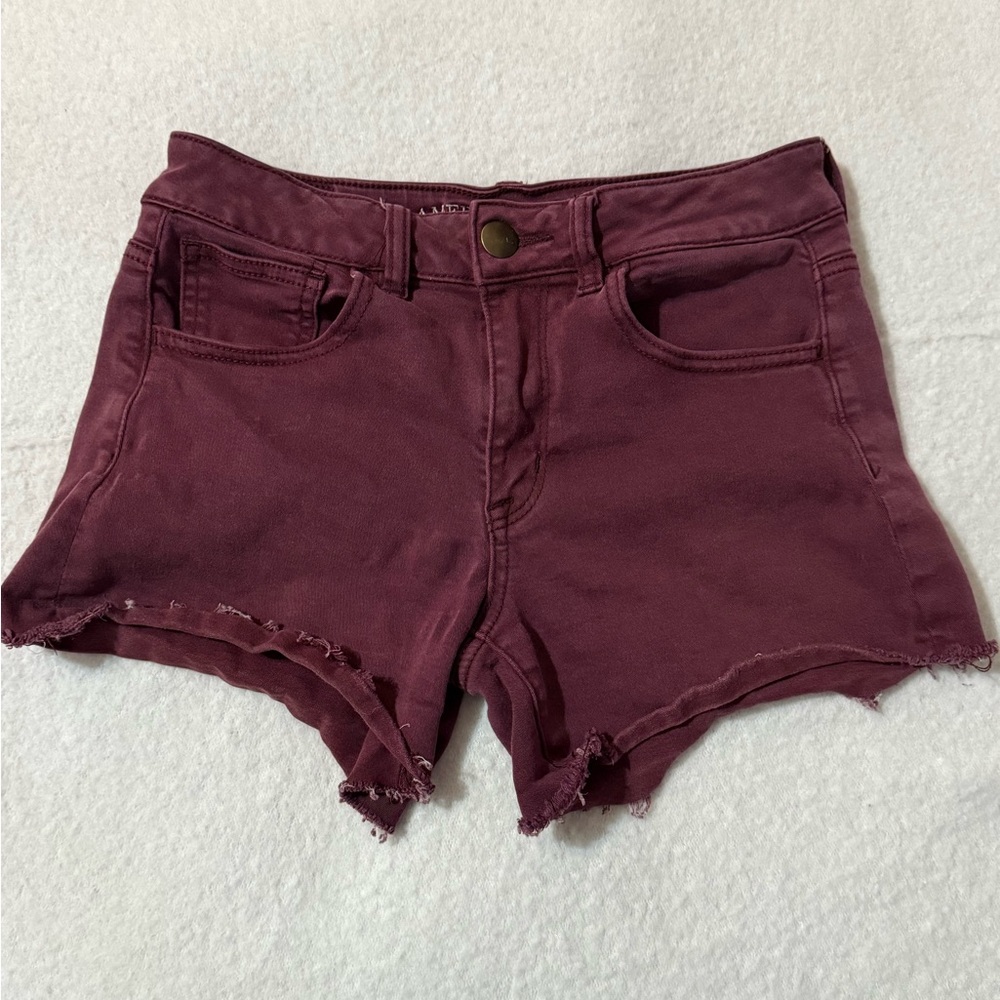 🦅 American Eagle Super Stretch Hi-Rise Shortie-Maroon- Size 4